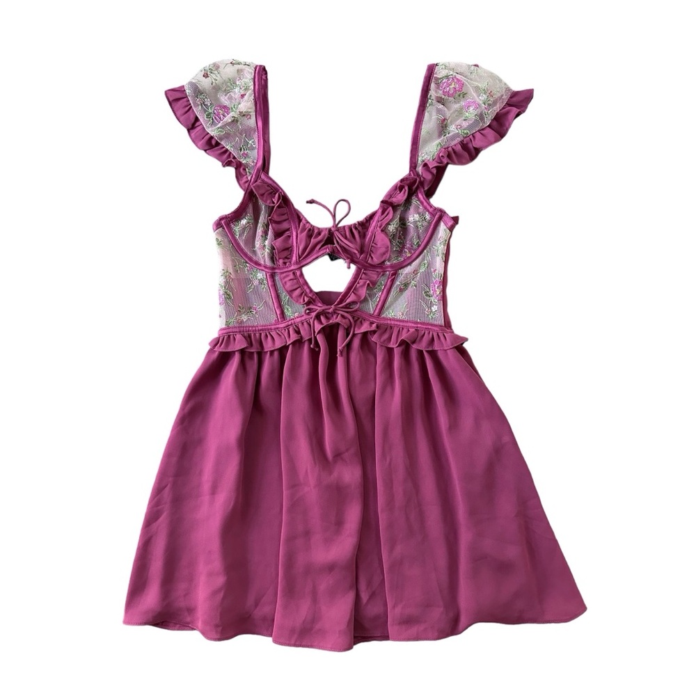 For Love And Lemons Camila Sleeved Slip Dress Mauve Size XXS